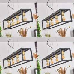 Lampes Industrielles-hofstein Suspension Woden Noir, 4 lumières