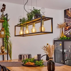 Lampes Industrielles-hofstein Suspension Woden Noir, 4 lumières