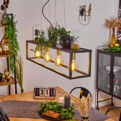 Lampes Industrielles-hofstein Suspension Woden Noir, 4 lumières