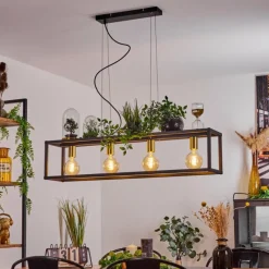 Lampes Industrielles-hofstein Suspension Woden Noir, 4 lumières