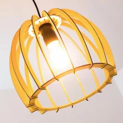 Lampes En Bois-hofstein Suspension Wutt Bois clair, Noir, 1 lumière