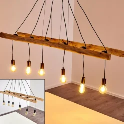 Lampes Vintages & Rétros-hofstein Suspension Yaak Bois clair, Noir, 6 lumières