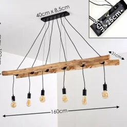 Lampes Vintages & Rétros-hofstein Suspension Yaak Bois clair, Noir, 6 lumières