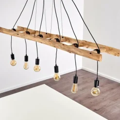 Lampes Vintages & Rétros-hofstein Suspension Yaak Bois clair, Noir, 6 lumières