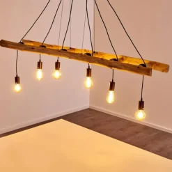 Lampes Vintages & Rétros-hofstein Suspension Yaak Bois clair, Noir, 6 lumières