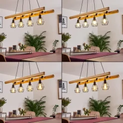 Luminaires Scandinaves-hofstein Suspension Yaak Bois foncé, Noir, 4 lumières