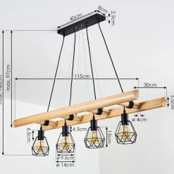 Luminaires Scandinaves-hofstein Suspension Yaak Bois foncé, Noir, 4 lumières