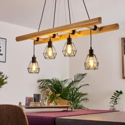 Luminaires Scandinaves-hofstein Suspension Yaak Bois foncé, Noir, 4 lumières