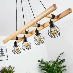 Luminaires Scandinaves-hofstein Suspension Yaak Bois foncé, Noir, 4 lumières