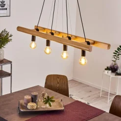 Luminaires Scandinaves-hofstein Suspension Yaak Bois foncé, Noir, 4 lumières