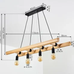 Luminaires Scandinaves-hofstein Suspension Yaak Bois foncé, Noir, 4 lumières