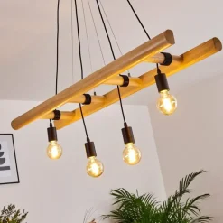 Luminaires Scandinaves-hofstein Suspension Yaak Bois foncé, Noir, 4 lumières