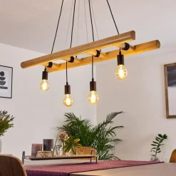 Luminaires Scandinaves-hofstein Suspension Yaak Bois foncé, Noir, 4 lumières