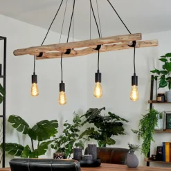 Lampes Vintages & Rétros-hofstein Suspension Yaak Brun, Noir, 4 lumières