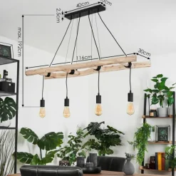 Lampes Vintages & Rétros-hofstein Suspension Yaak Brun, Noir, 4 lumières