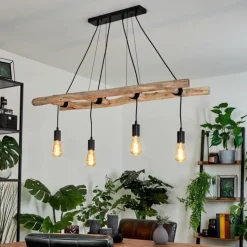 Lampes Vintages & Rétros-hofstein Suspension Yaak Brun, Noir, 4 lumières