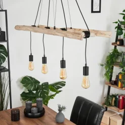 Lampes Vintages & Rétros-hofstein Suspension Yaak Brun, Noir, 4 lumières