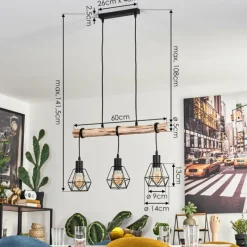 Luminaires Scandinaves-hofstein Suspension Yaak Écru, Noir, 3 lumières