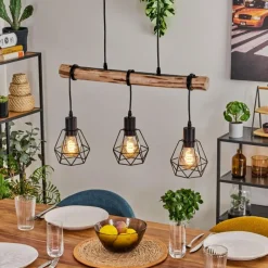 Luminaires Scandinaves-hofstein Suspension Yaak Écru, Noir, 3 lumières