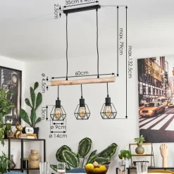 hofstein Suspension Yaak Écru, Noir, 3 lumières