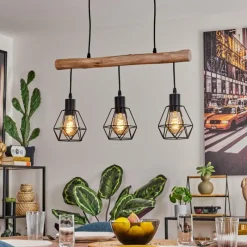 hofstein Suspension Yaak Écru, Noir, 3 lumières