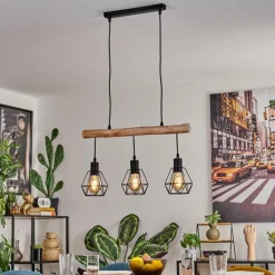 hofstein Suspension Yaak Écru, Noir, 3 lumières