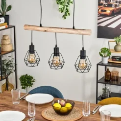 hofstein Suspension Yaak Écru, Noir, 3 lumières