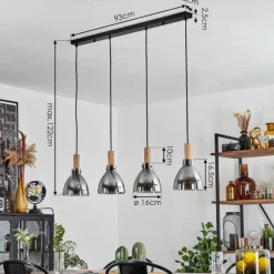 hofstein Suspension Yadekope Couleur bois, Noir, 4 lumières