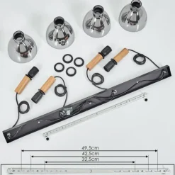 hofstein Suspension Yadekope Couleur bois, Noir, 4 lumières