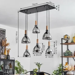 hofstein Suspension Yadekope Écru, Noir, 6 lumières