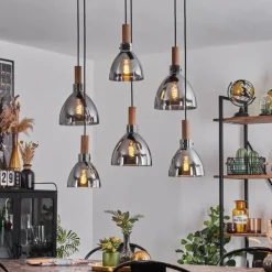 hofstein Suspension Yadekope Écru, Noir, 6 lumières