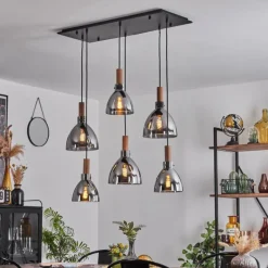 hofstein Suspension Yadekope Écru, Noir, 6 lumières