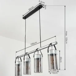 Suspension Verre Fumé-hofstein Suspension Yaretayo Argent Oxydé, Noir, 4 lumières