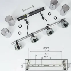 Suspension Verre Fumé-hofstein Suspension Yaretayo Argent Oxydé, Noir, 4 lumières