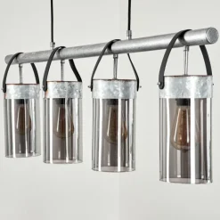 Suspension Verre Fumé-hofstein Suspension Yaretayo Argent Oxydé, Noir, 4 lumières