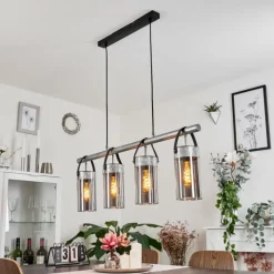 Suspension Verre Fumé-hofstein Suspension Yaretayo Argent Oxydé, Noir, 4 lumières