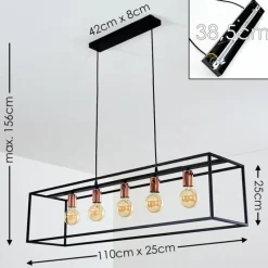 Lampes Vintages & Rétros-hofstein Suspension Yuhigaoka Cuivre, Noir, 5 lumières