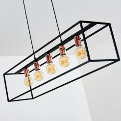 Lampes Vintages & Rétros-hofstein Suspension Yuhigaoka Cuivre, Noir, 5 lumières