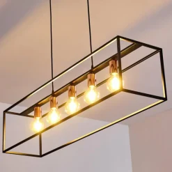 Lampes Vintages & Rétros-hofstein Suspension Yuhigaoka Cuivre, Noir, 5 lumières