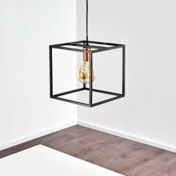 Lampes Vintages & Rétros-hofstein Suspension Yuhigaoka Cuivre, Noir, 1 lumière