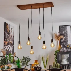 Lampes Vintages & Rétros-hofstein Suspension Yuna Écru, Noir, 6 lumières