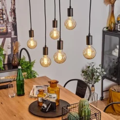 Lampes Vintages & Rétros-hofstein Suspension Yuna Écru, Noir, 6 lumières