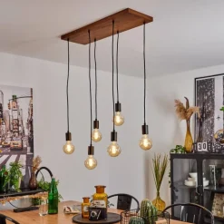 Lampes Vintages & Rétros-hofstein Suspension Yuna Écru, Noir, 6 lumières