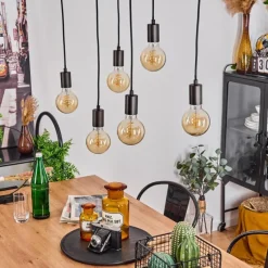 Lampes Vintages & Rétros-hofstein Suspension Yuna Écru, Noir, 6 lumières