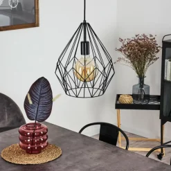 Lampes Vintages & Rétros-hofstein Suspension Zarembo Noir, 1 lumière