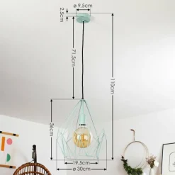 Lampes Vintages & Rétros-hofstein Suspension Zarembo Vert, 1 lumière