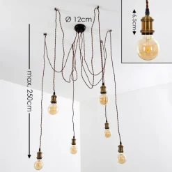 Lampes Vintages & Rétros-hofstein Suspension Zarow Brun, Laiton, 6 lumières