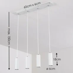 hofstein Suspension Zuoz Blanc, 4 lumières