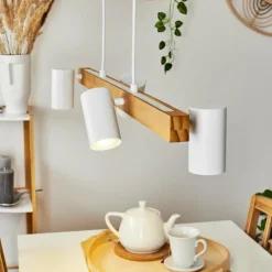 Luminaires Scandinaves-Lampe Suspension Zuoz Écru, Blanc, 4 lumières