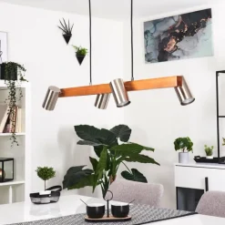 Lampes Industrielles-hofstein Suspension Zuoz Écru, Nickel mat, 4 lumières